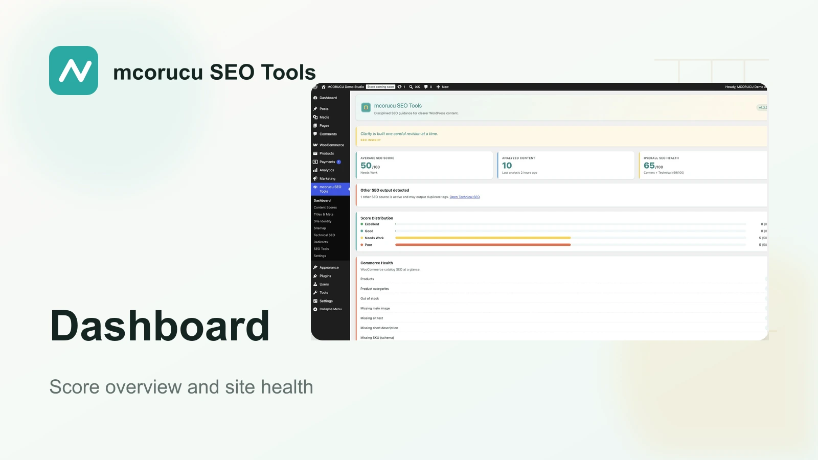 mcorucu SEO Tools dashboard interface