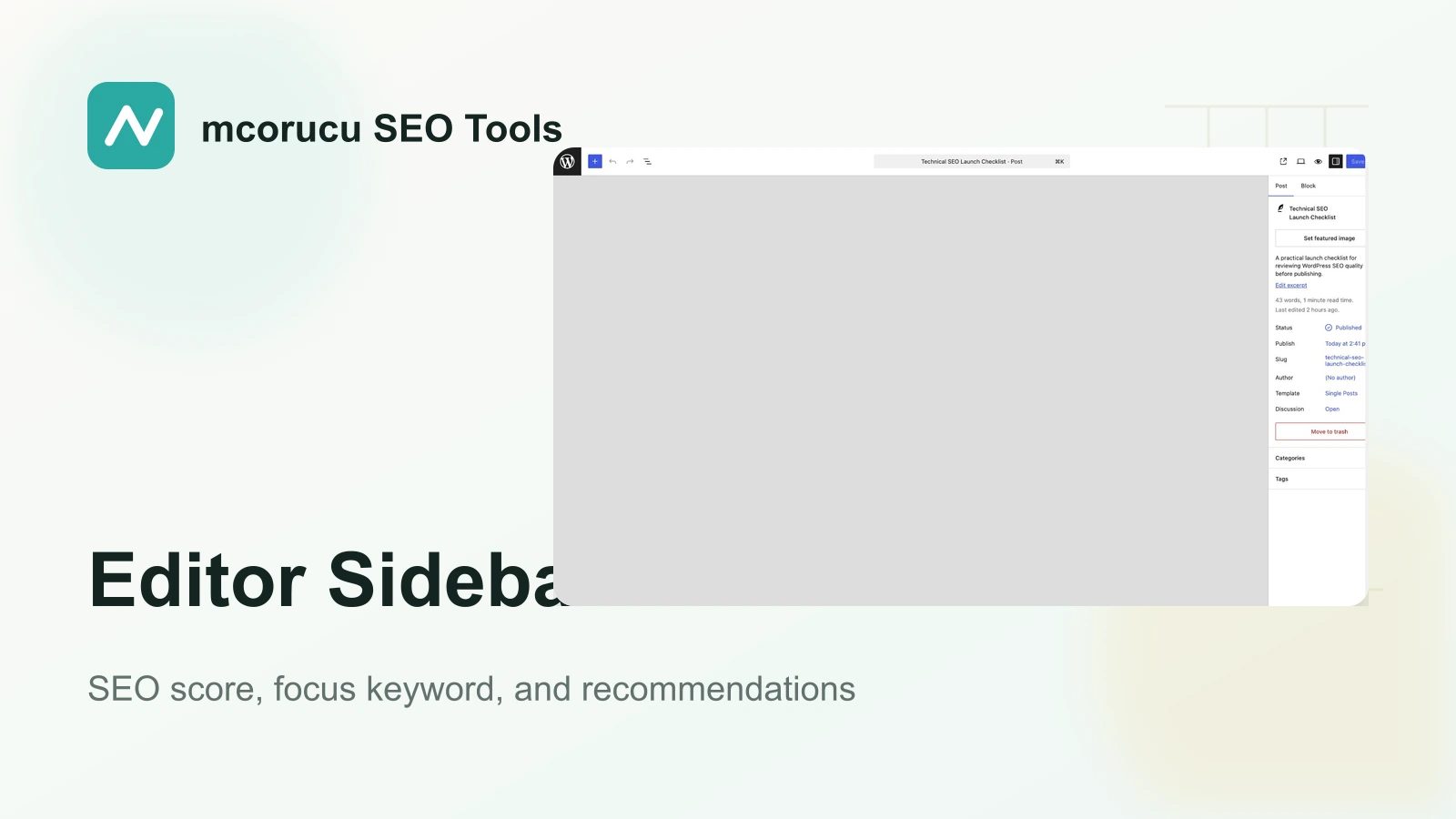 mcorucu SEO Tools editor recommendations interface