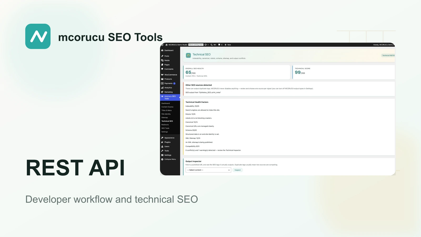 mcorucu SEO Tools REST API documentation interface